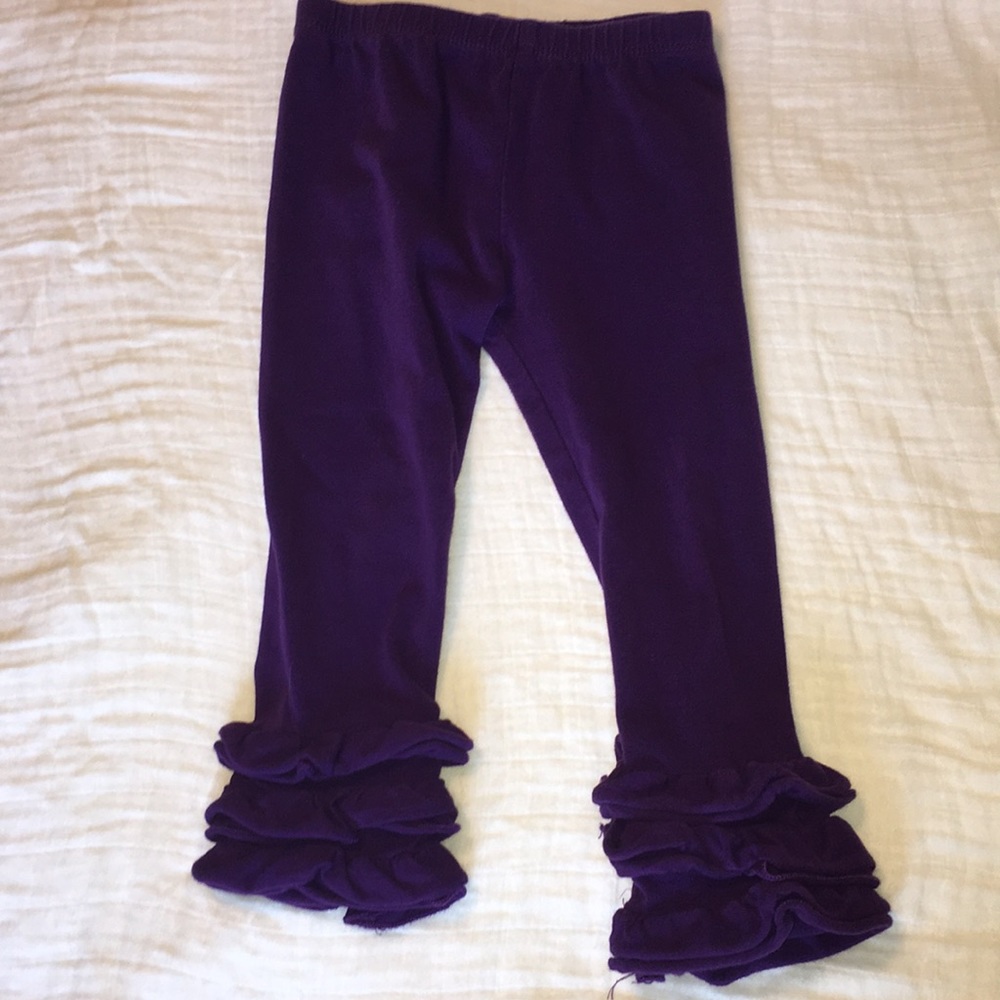 Purple ruffle bottom pants